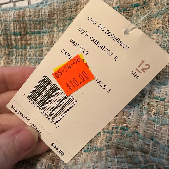 Villager Liz Claiborne Tweed suit skirt jacketed set ocean cream size 12 - Picture 8 of 10